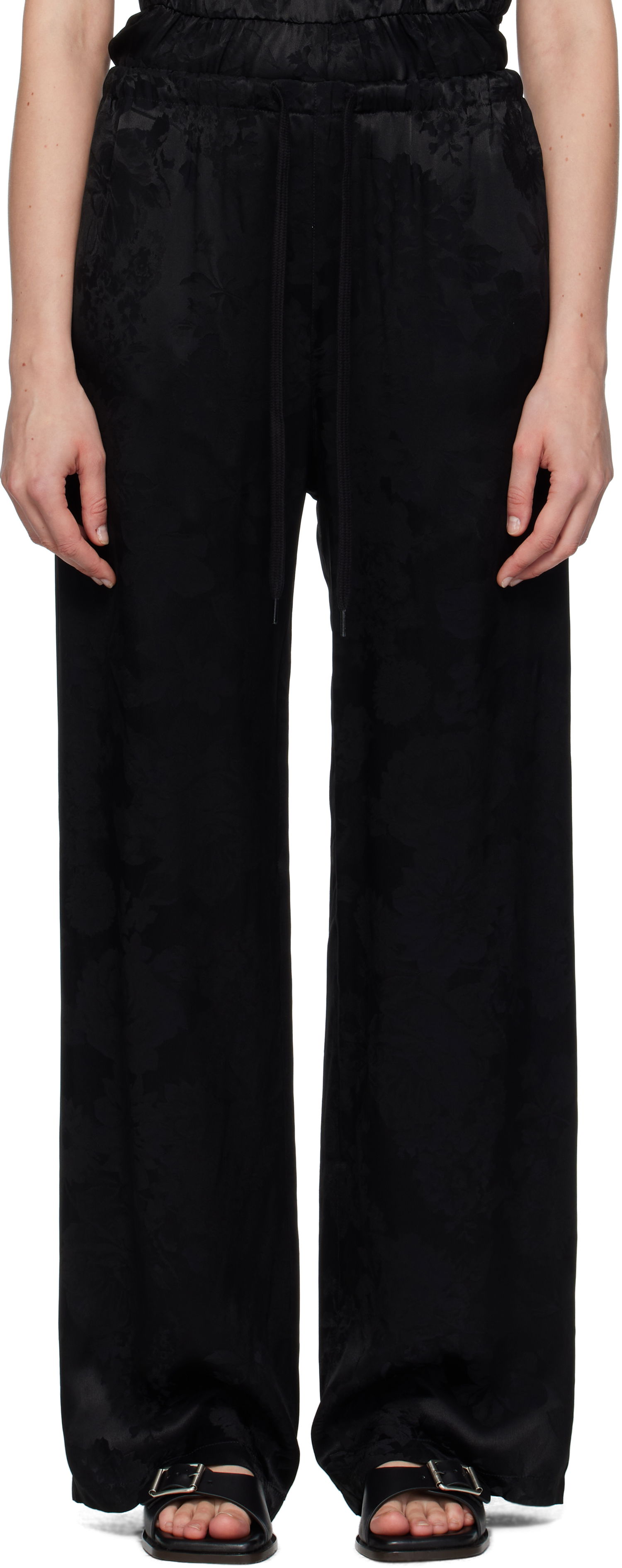 Nohavice Maison Margiela MM6 Maison Margiela Jacquard Wide-Leg Trousers Čierna | S52KA0551 M35471, 0