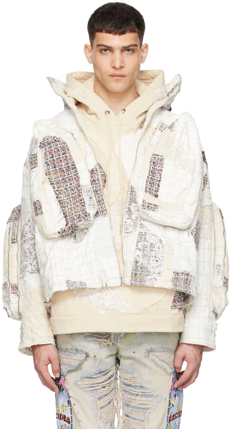 Bunda Who Decides War Quilted Patchwork Jacket Biela | 1131200001SS24