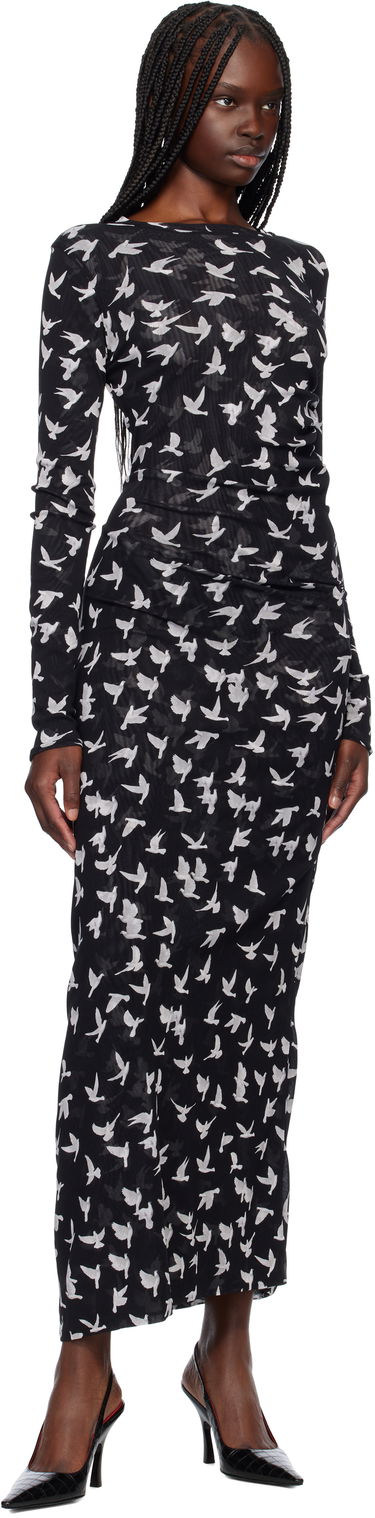 Šaty Stella McCartney Stella McCartney Dove Print Mesh Maxi Dress Čierna | 6J03353SPZ89, 3