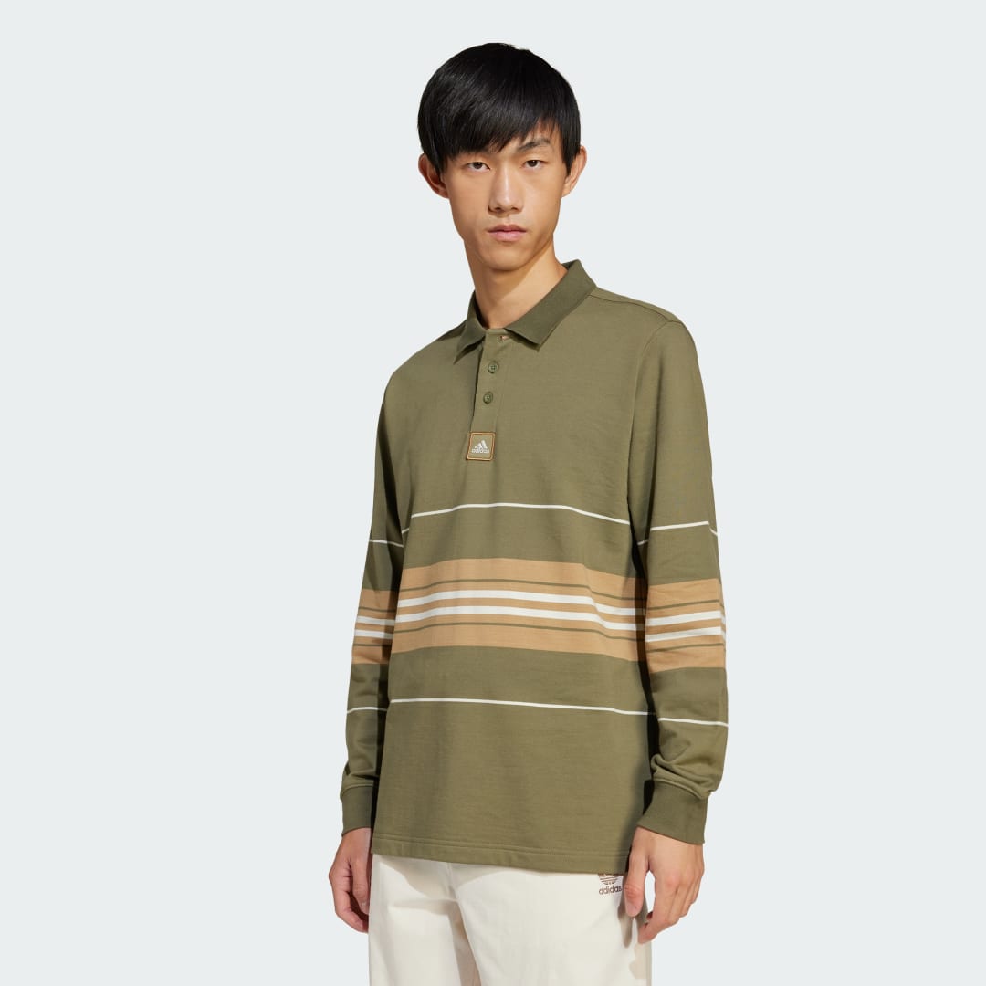 Polo tričko adidas Performance Striped Long Sleeve Polo Shirt Zelené | JD5392, 0
