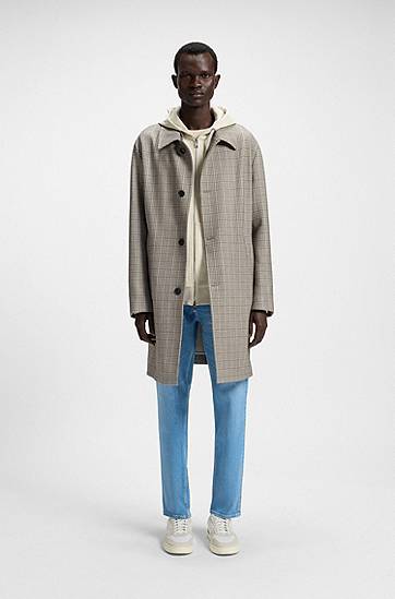 Kabáty BOSS BOSS Classic-Fit Check Coat Béžová | 50546039, 1