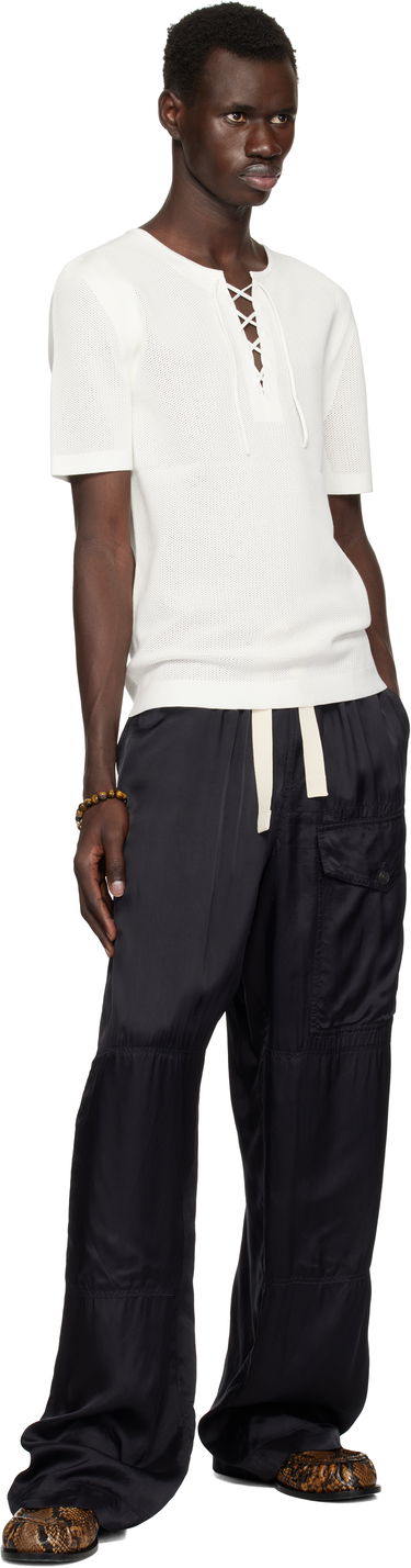 Tričko Dries Van Noten Dries Van Noten Knit Lace-Up T-Shirt Biela | 251-021201-1701, 3