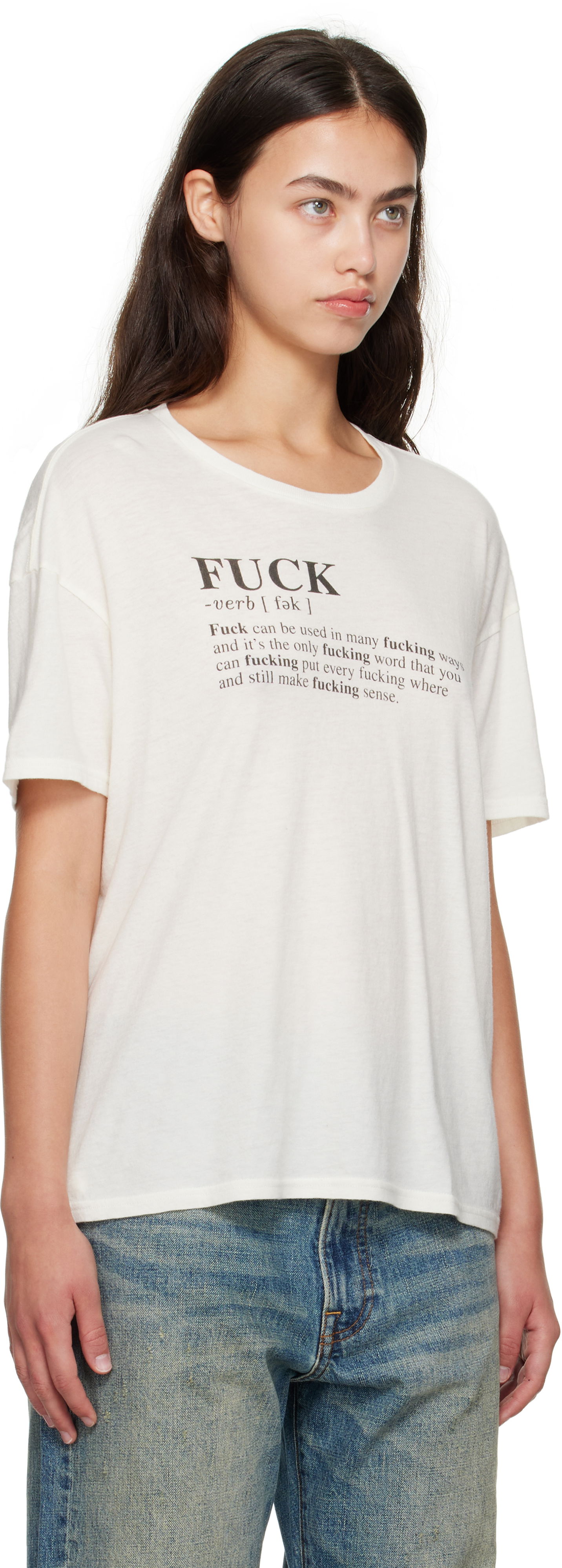 Tričko R13 R13 Relaxed T-Shirt "Fuck" Biela | R13WK141-K115B, 1