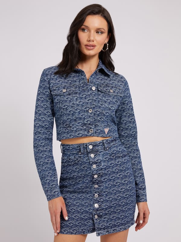 Bunda GUESS All Over Logo Denim Navy | W2PN47D4S31, 0
