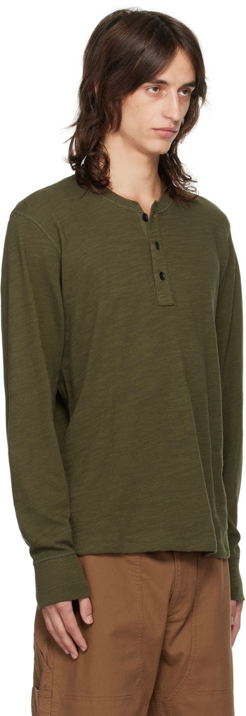 Tričko rag & bone Rag & Bone Classic Flame Henley Zelené | MBC22FT037TL37, 1