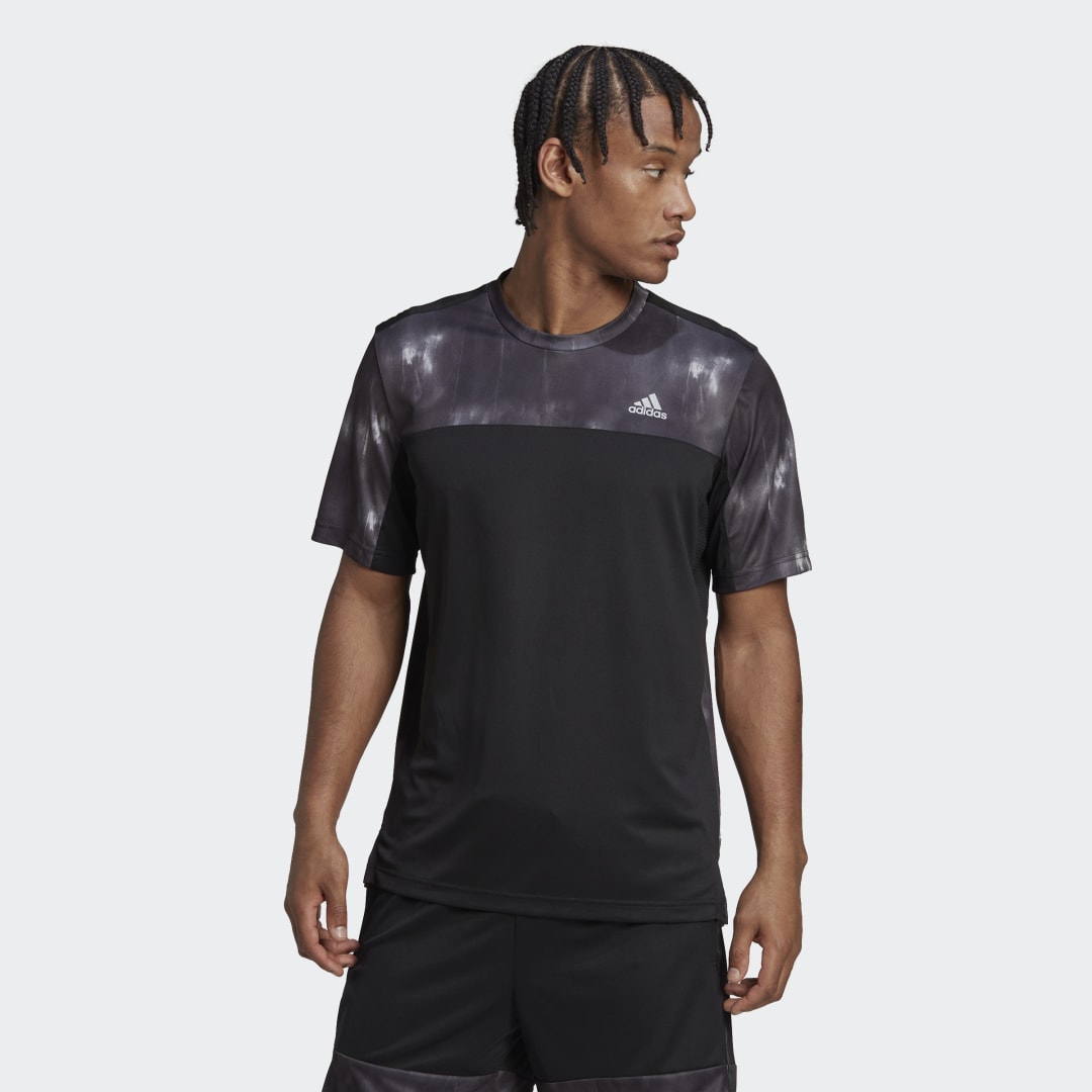 Tričko adidas Originals AEROREADY Workout Chalk Print Training Tee Čierna | HN8538, 0