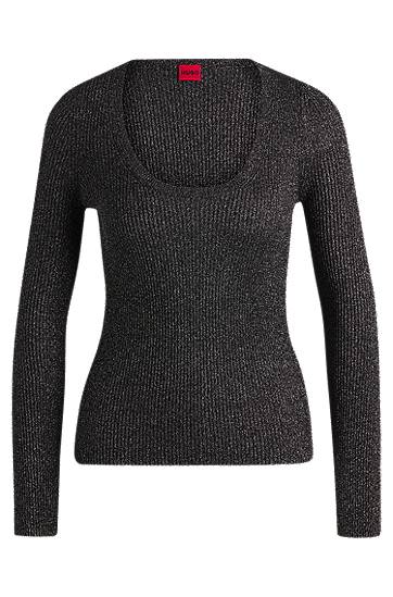 Sveter BOSS Slim-Fit Sparkle Sweater Čierna | 50522557, 0