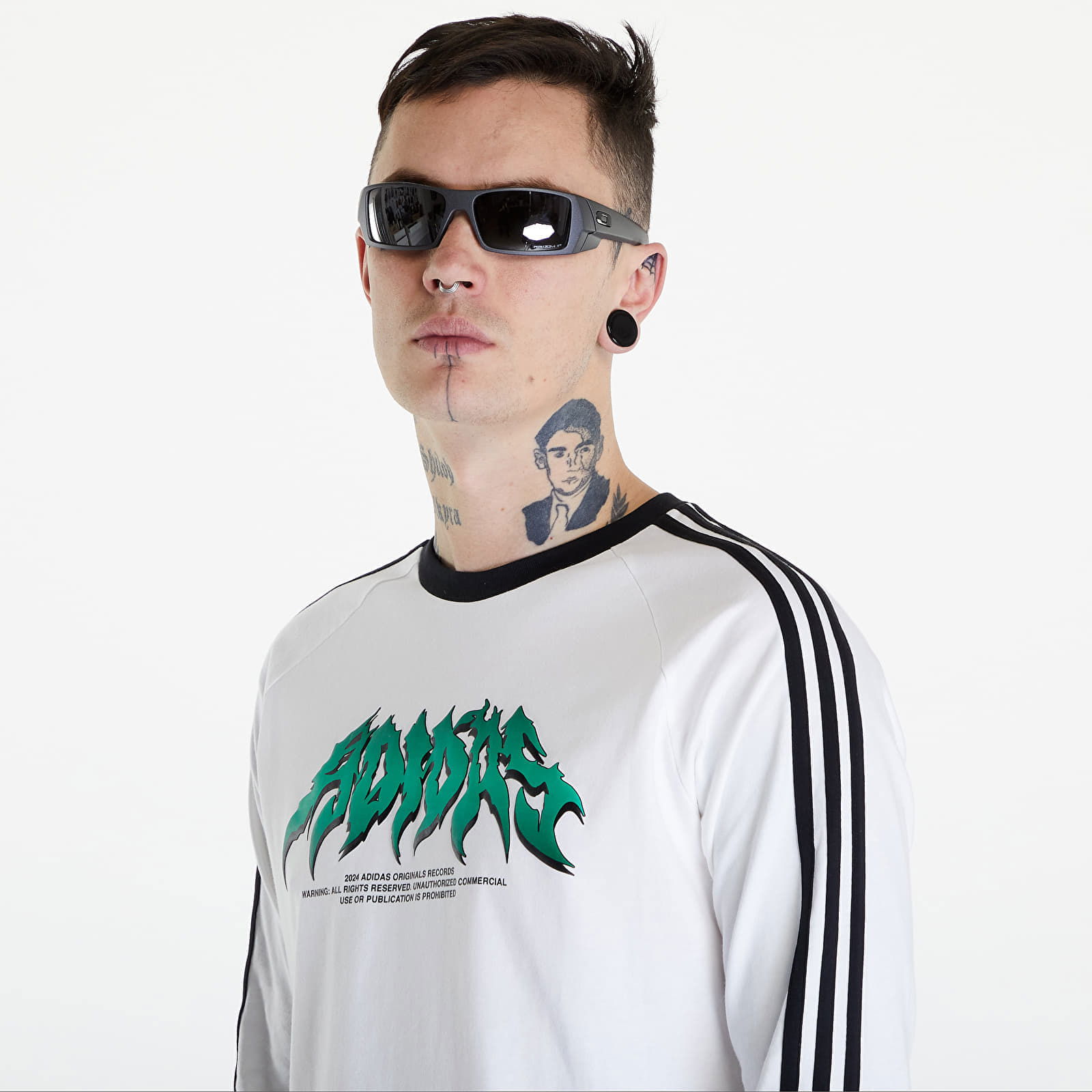 Flames Long Sleeve Tee White/ Black