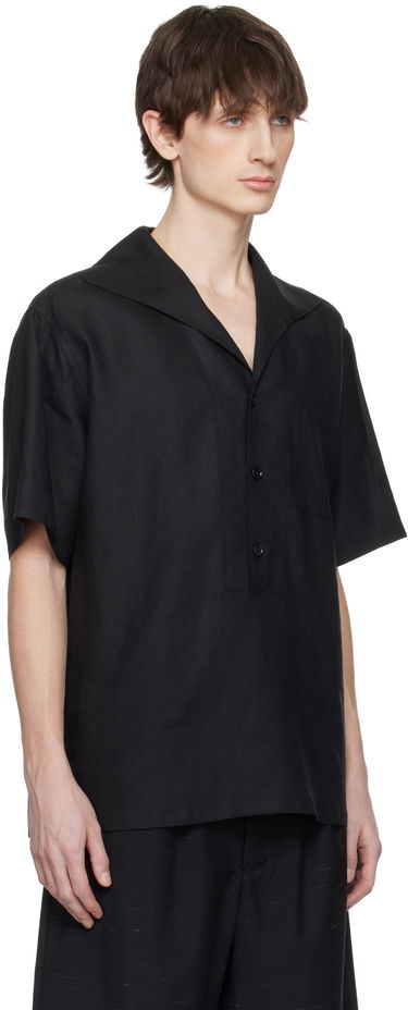 Košeľa Dolce & Gabbana Dolce&Gabbana Three-Button Short-Sleeved Linen Shirt Čierna | G5NE3TFU4JB, 1