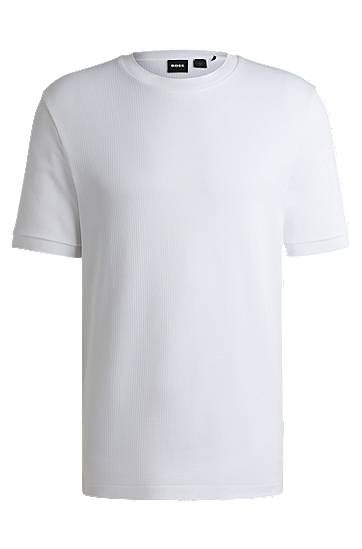 Tričko BOSS BOSS Regular Fit Cotton Blend Seersucker T-Shirt Biela | 50537495, 0