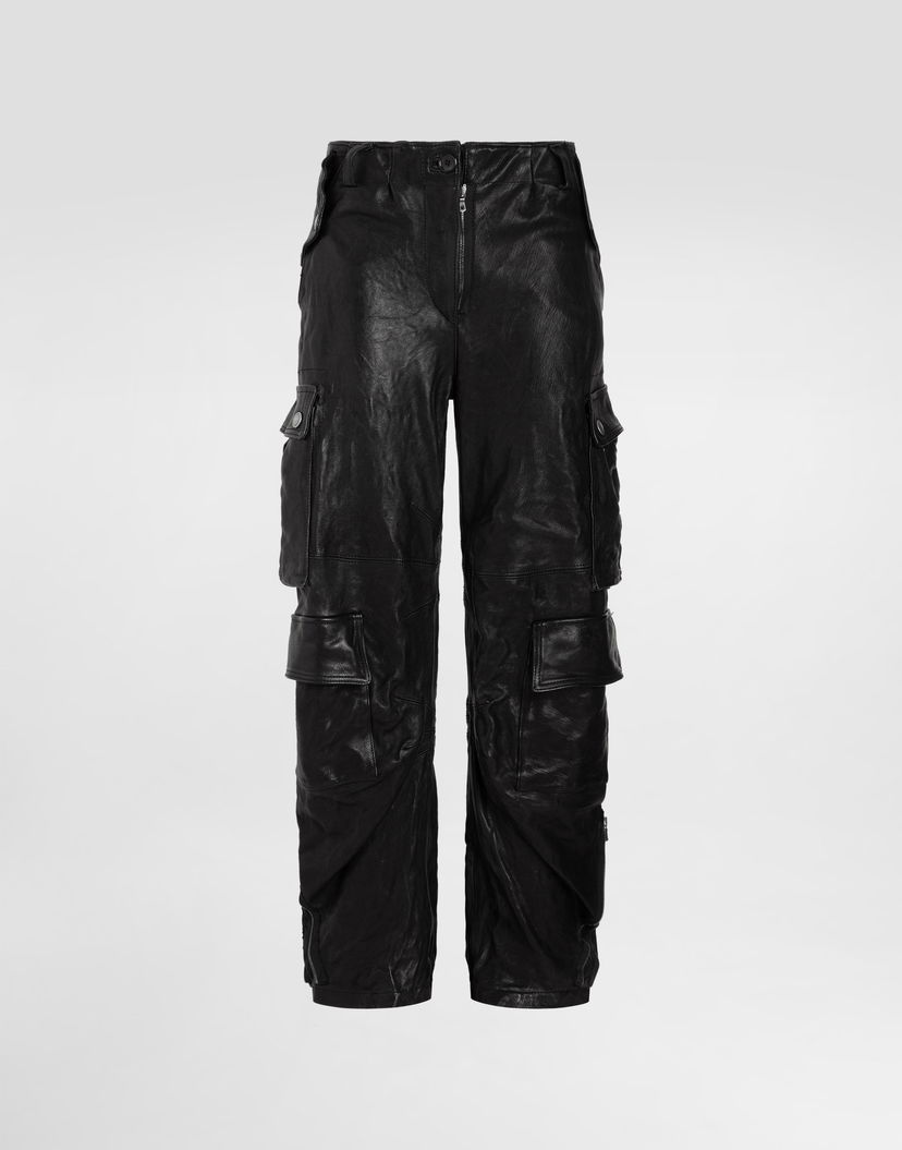 Cargo nohavice Dolce & Gabbana Dolce & Gabbana Cargo Leather Pants Čierna | FTDFYLHULX9N0000