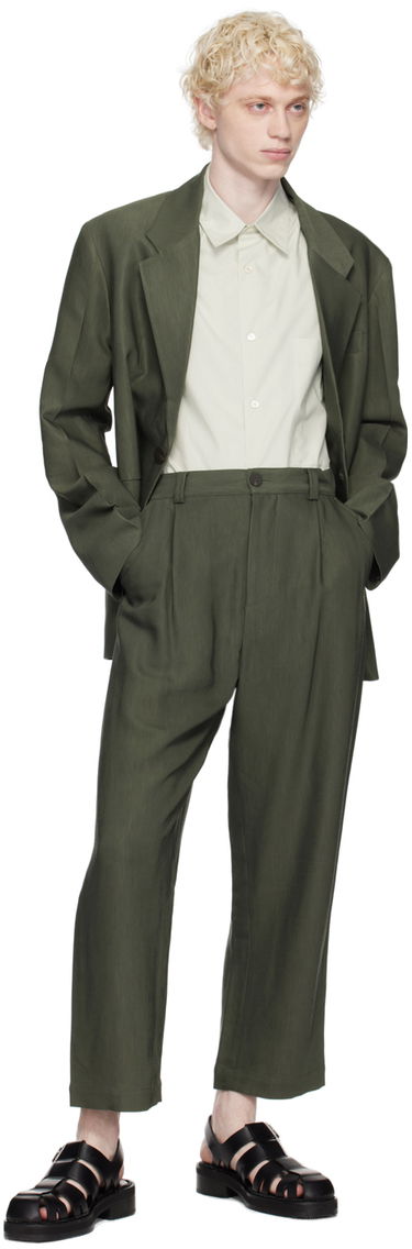 Nohavice Studio Nicholson Studio Nicholson Tuck Trousers Zelené | TUCK SNM-787, 3
