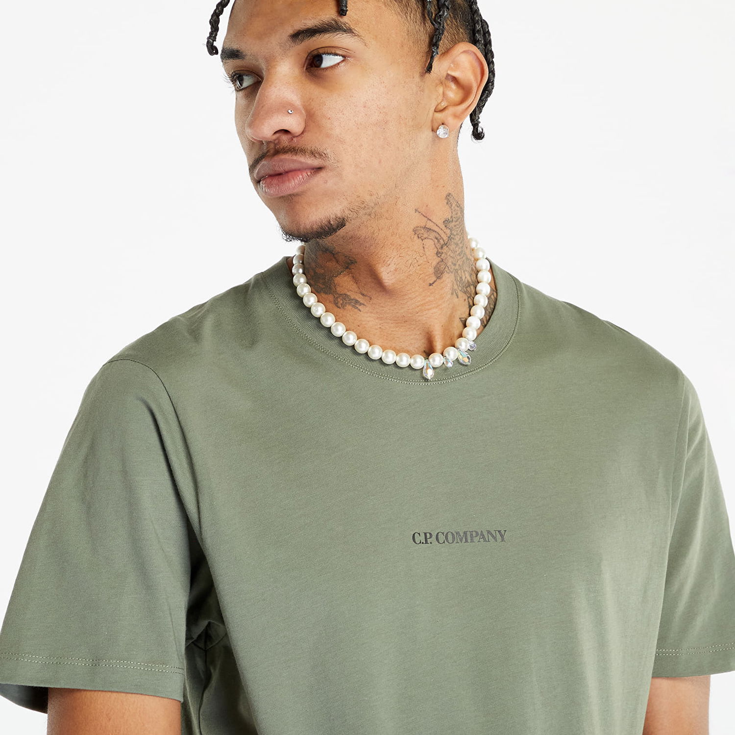 Tričko C.P. Company Jersey Reverse Print T-Shirt Zelené | 14CMTS190A006011W-648, 1