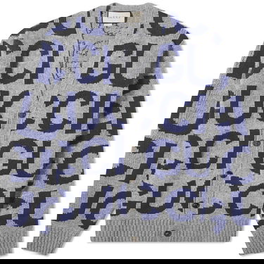 Sveter Gucci Intarsia Logo Knit Cardigan Šedá | 771707-XKDLV-1140, 0