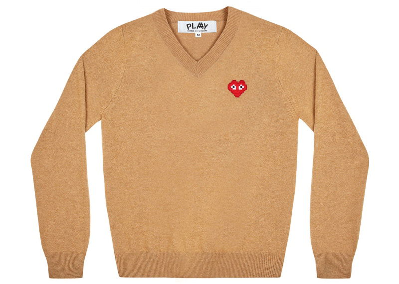 Sveter Comme des Garçons Play x Invader V-Neck Sweater Béžová | AZ-N082-051