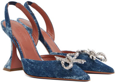 Tenisky a topánky Amina Muaddi Denim Slingback Heels with Crystal Embellishment Modrá | ROSIE SLING CL DENIM ACID, 3