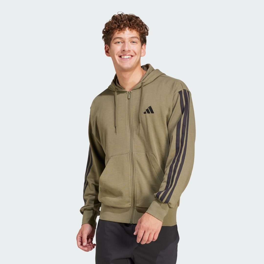Mikina adidas Performance Full-Zip Hoodie with Three Stripes Zelené | JD1875, 0