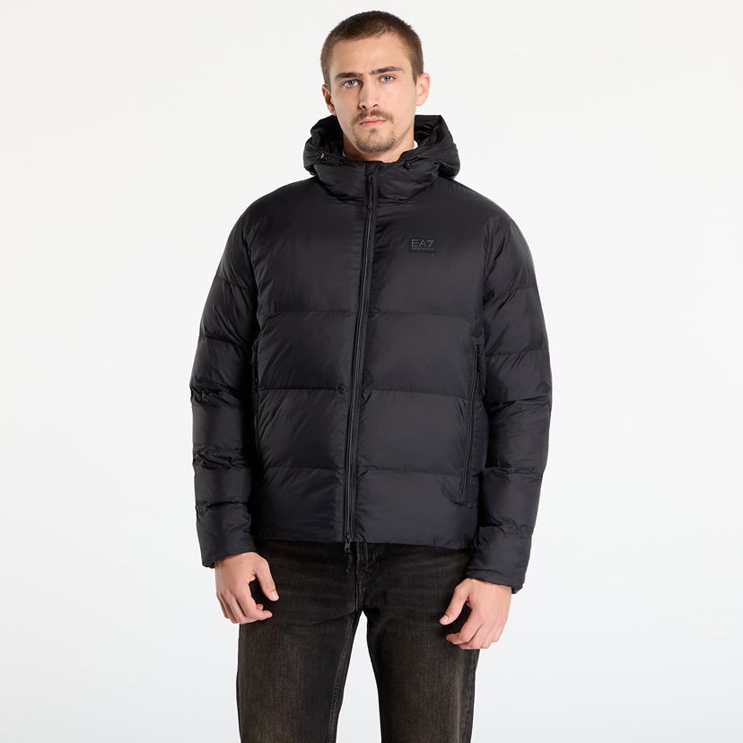 Prešívaná bunda Emporio Armani Hooded Puffer Mountain Polar Jacket Big Logo Čierna | 7M000694AF15956UC001