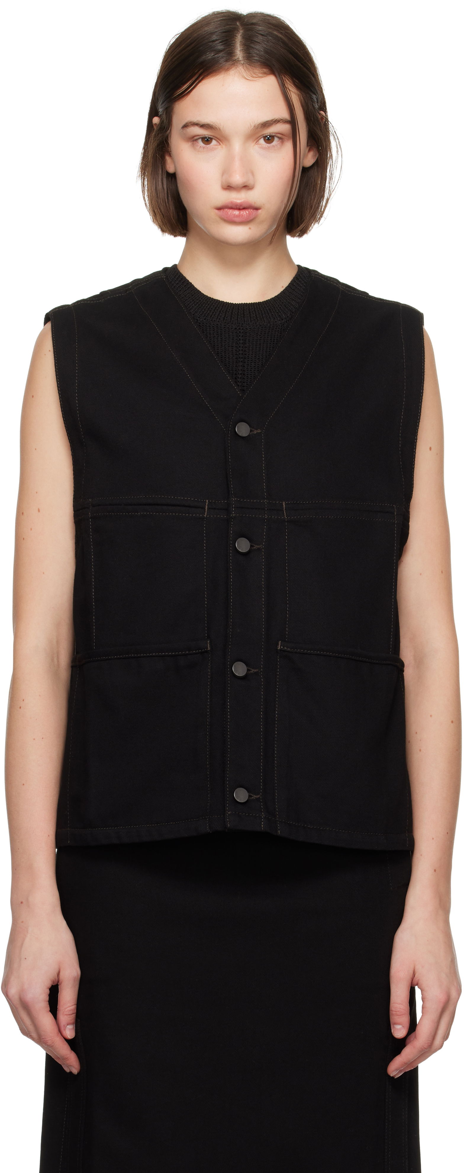 Lemaire Y-Neck Denim Vest