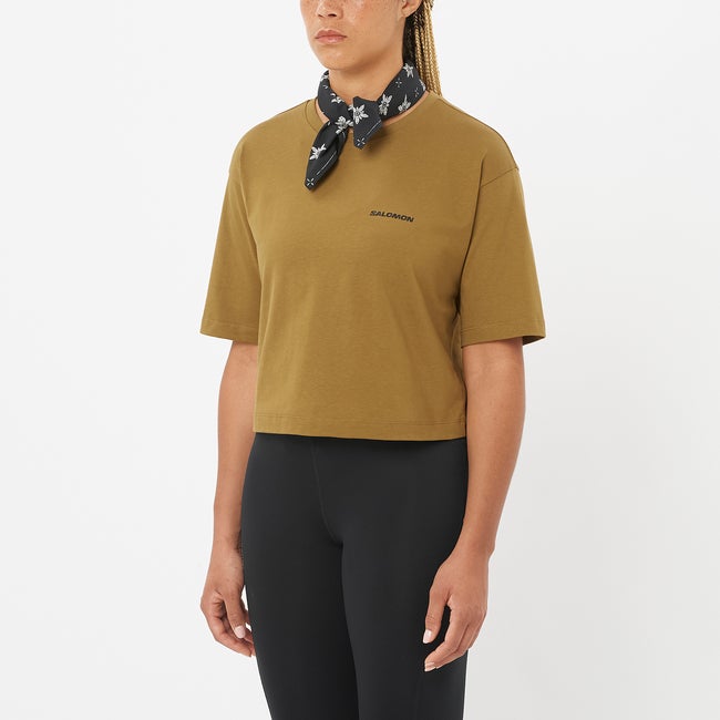 Crop Top Salomon Cropped Short Sleeve T-Shirt Hnedá | LC2681000, 0