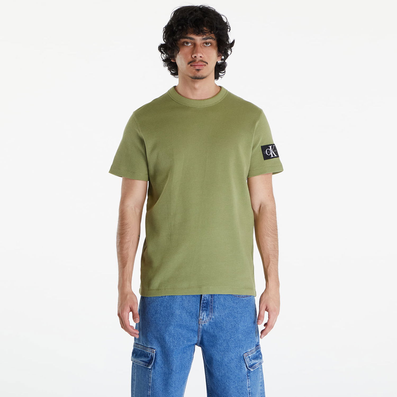 Tričko CALVIN KLEIN Cotton Waffle T-Shirt Dark Juniper Zelené | J30J323489 L9N, 0