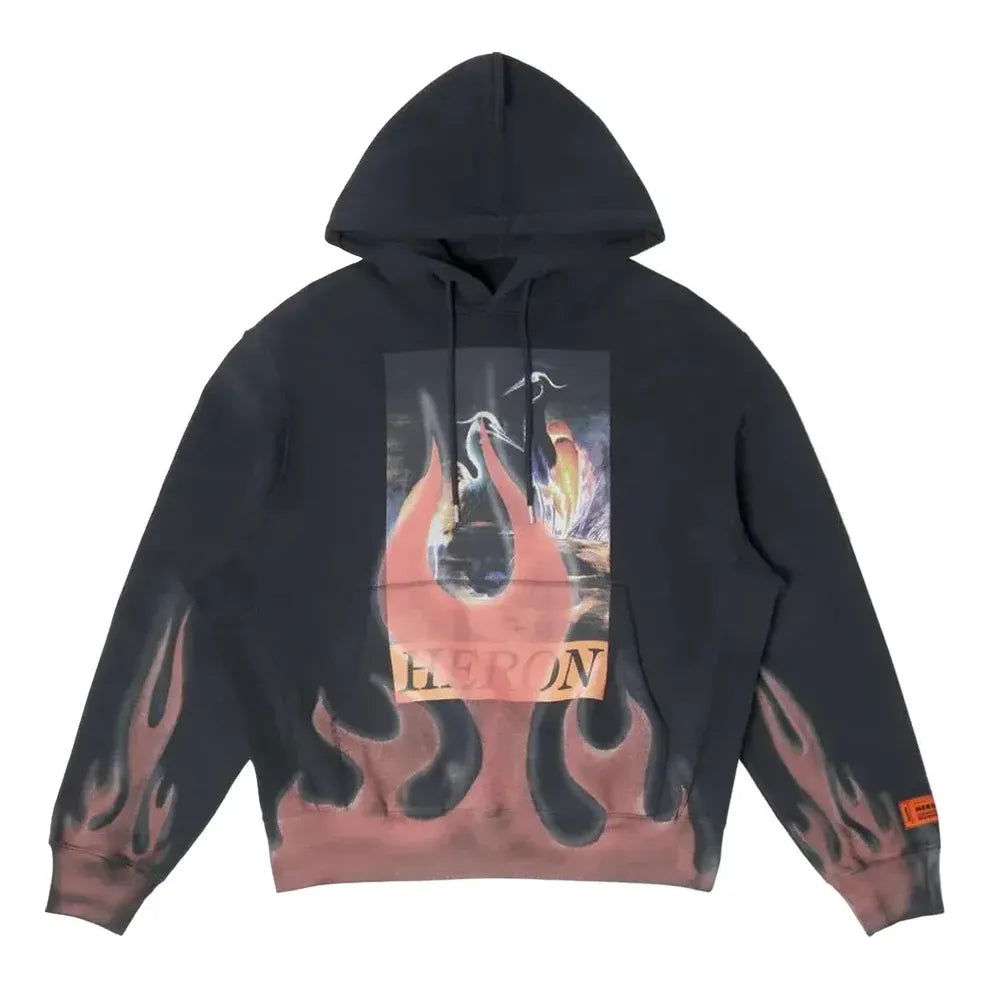 Mikina HERON PRESTON Heron Preston Times Flames Graphic Print Hoodie Čierna | HMBB024S23JER0071025, 0