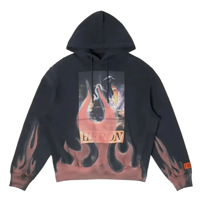 Mikina HERON PRESTON Heron Preston Times Flames Graphic Print Hoodie Čierna | HMBB024S23JER0071025