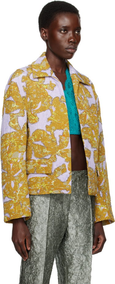 Bunda Dries Van Noten Dries Van Noten Beaded Floral Print Jacket Žltá | 251-010520-1082, 1