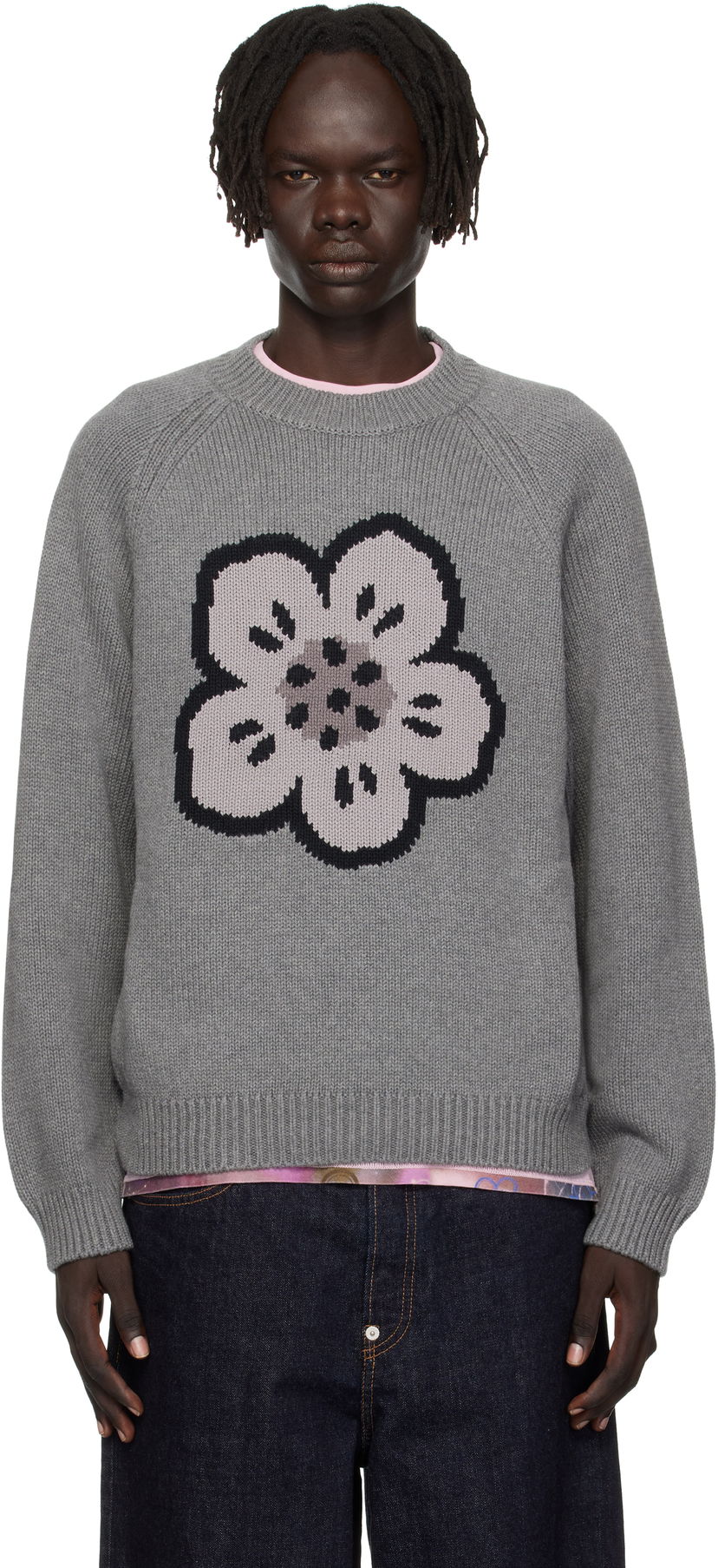Sveter KENZO Kenzo Paris 'Boke Flower' Sweater Šedá | FF65PU7443LA