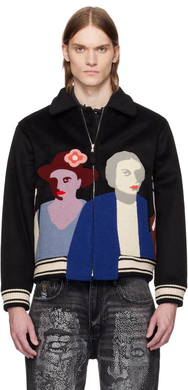 Bomber bunda KidSuper KidSuper Patchwork Portraits Wool Varsity Jacket Čierna | SS25-OW-04, 0