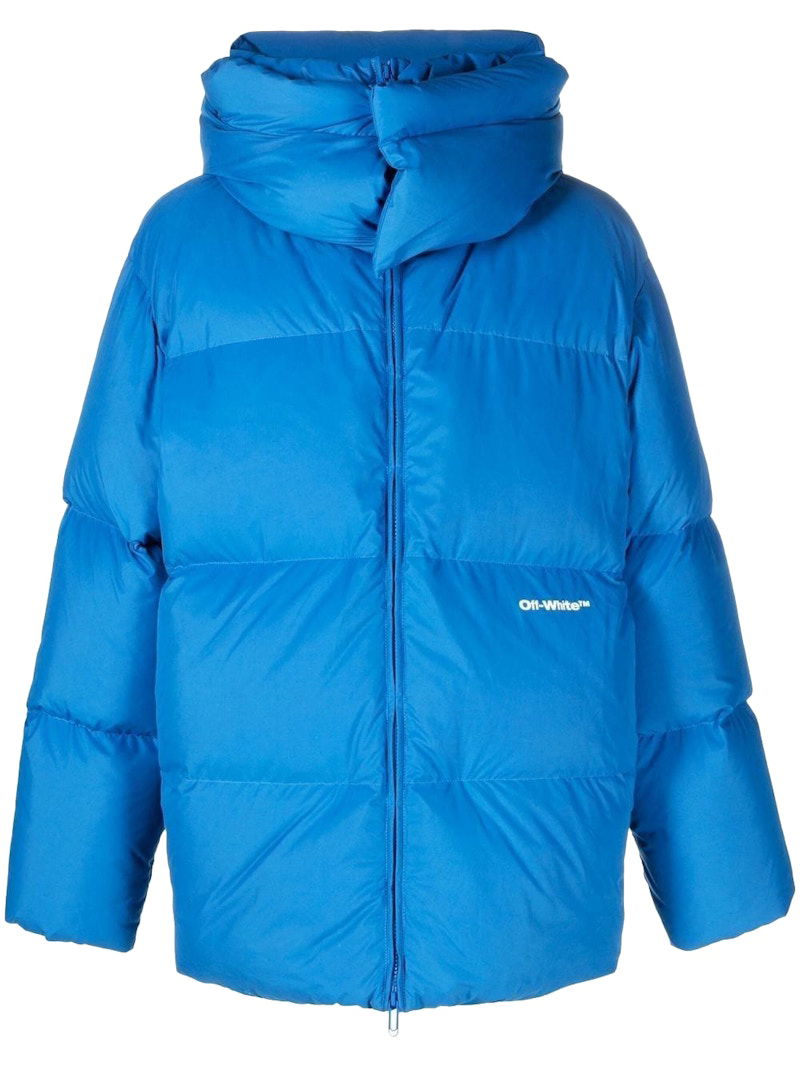 Prešívaná bunda Off-White Logo-Print Padded Jacket Blue Modrá | OMED045F22FAB0014501, 0