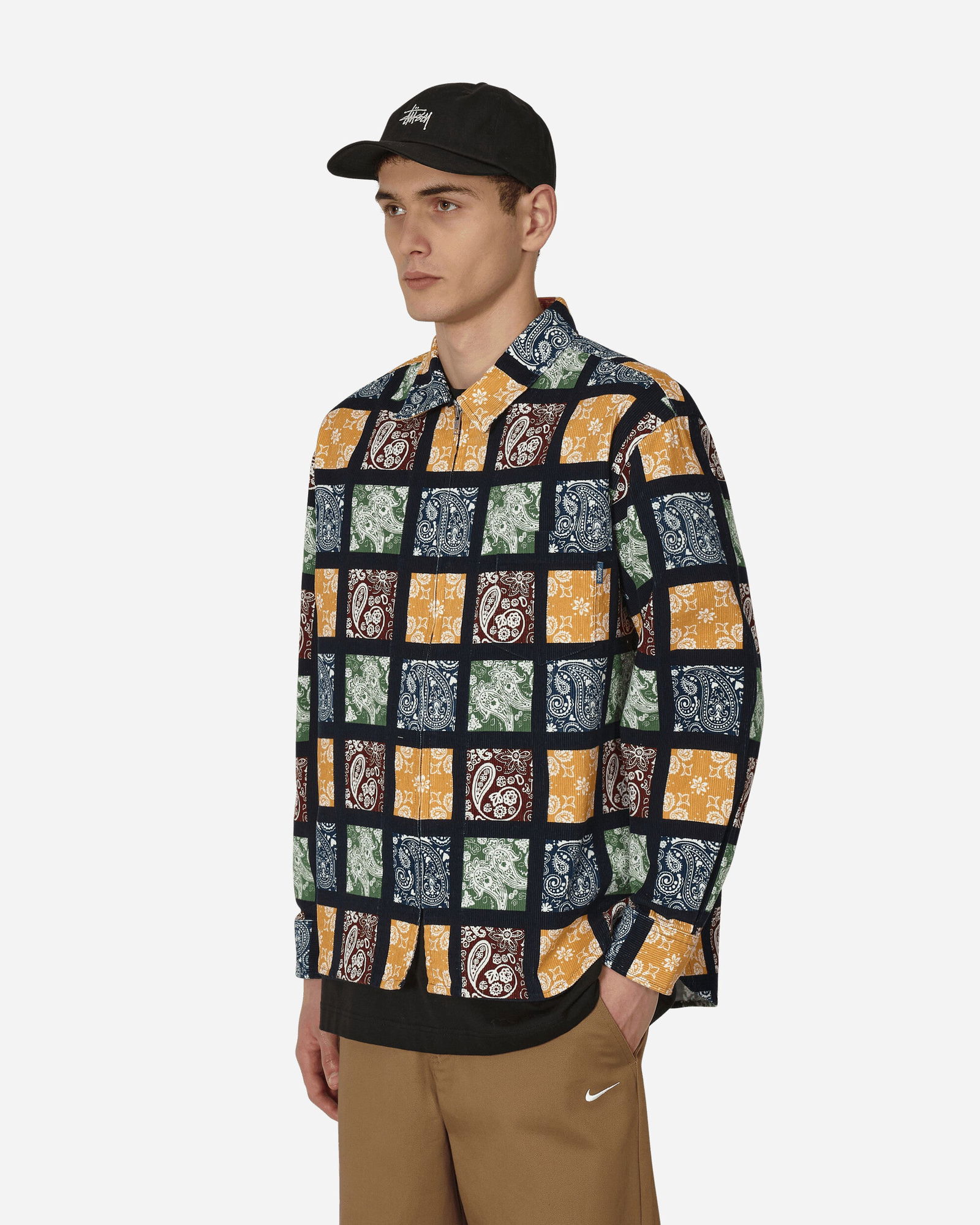 Paisley Printed Corduroy Zip-Up Shirt