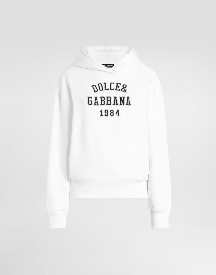 Mikina Dolce & Gabbana Dolce & Gabbana Embroidered Cotton Hoodie Biela | F9S48ZGDDBAW0800