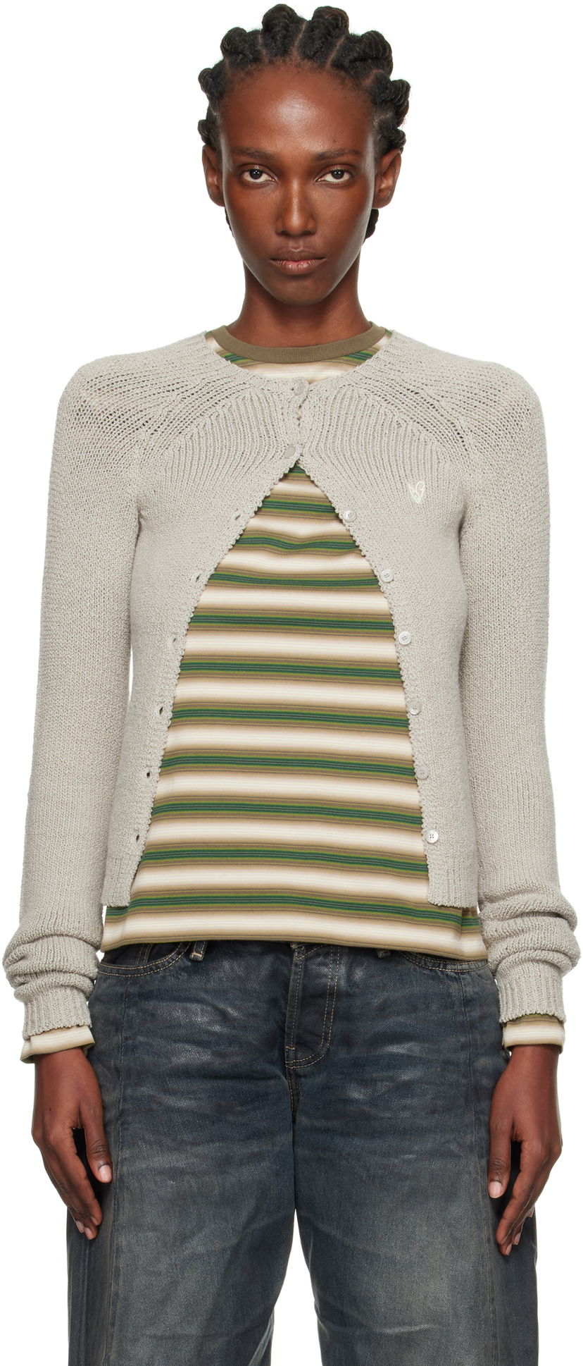 Sveter Acne Studios Acne Studios Button-Up Cardigan Šedá | A60592-