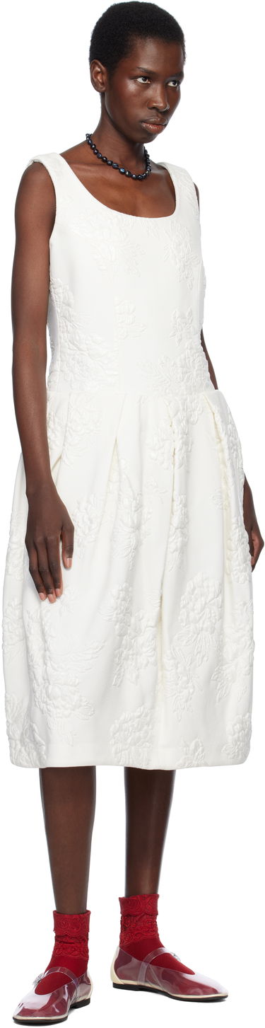 Šaty Comme des Garçons Comme des Garçons Jacquard Flower Pattern Midi Dress Biela | RO-O008-051-1, 3