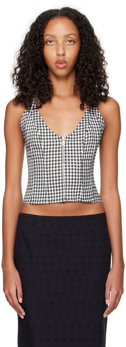 Tielko Miaou Miaou Work Capsule Valda Gingham Corset Top Čierna | 7056GINOND, 0