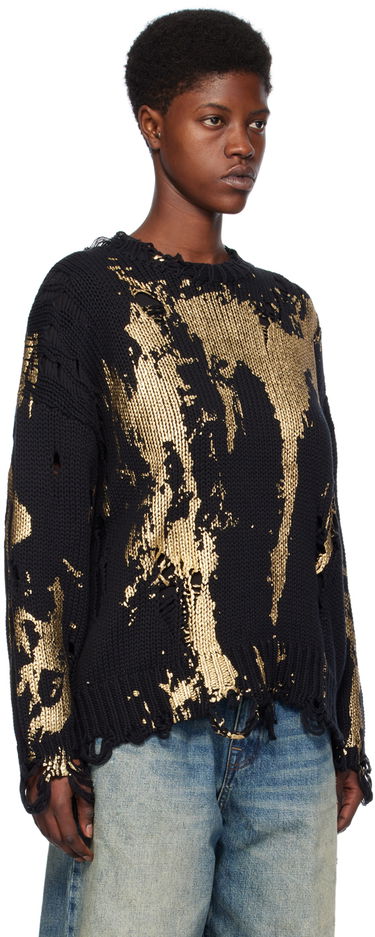 Sveter R13 R13 Printed Distressed Sweater Čierna | R13WY197-Y126B, 4