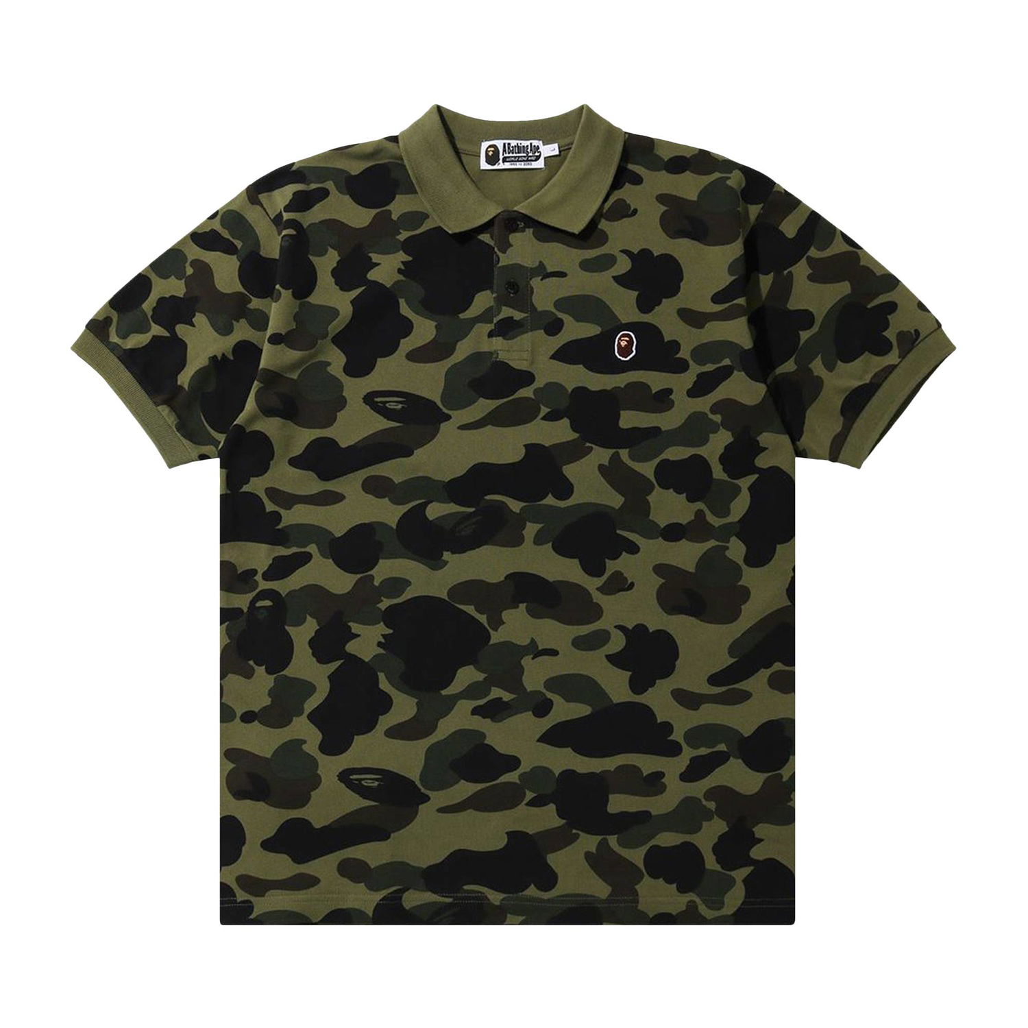 Tričko BAPE 1st Camo Ape Head One Point Polo Zelené | 1G30 112 001 GREEN, 1