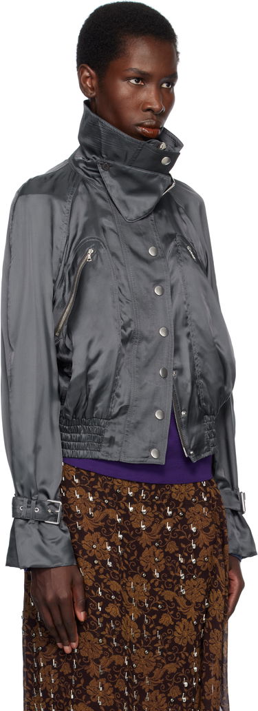 Bomber bunda Dries Van Noten Dries Van Noten Satin Bomber Jacket Šedá | 251-010506-1427, 1