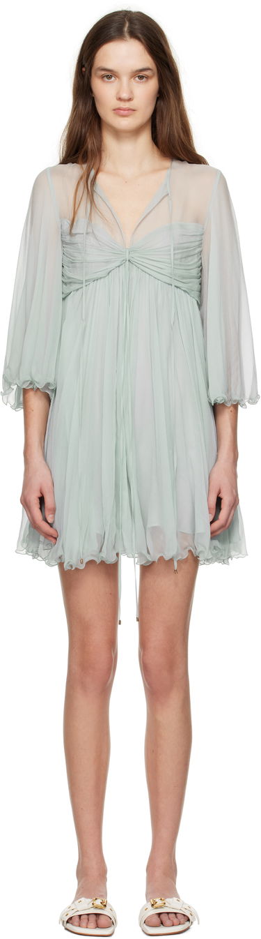 Šaty CHLOÉ Chloé Pleated Mini Dress Zelené | CH25SRO27116, 0