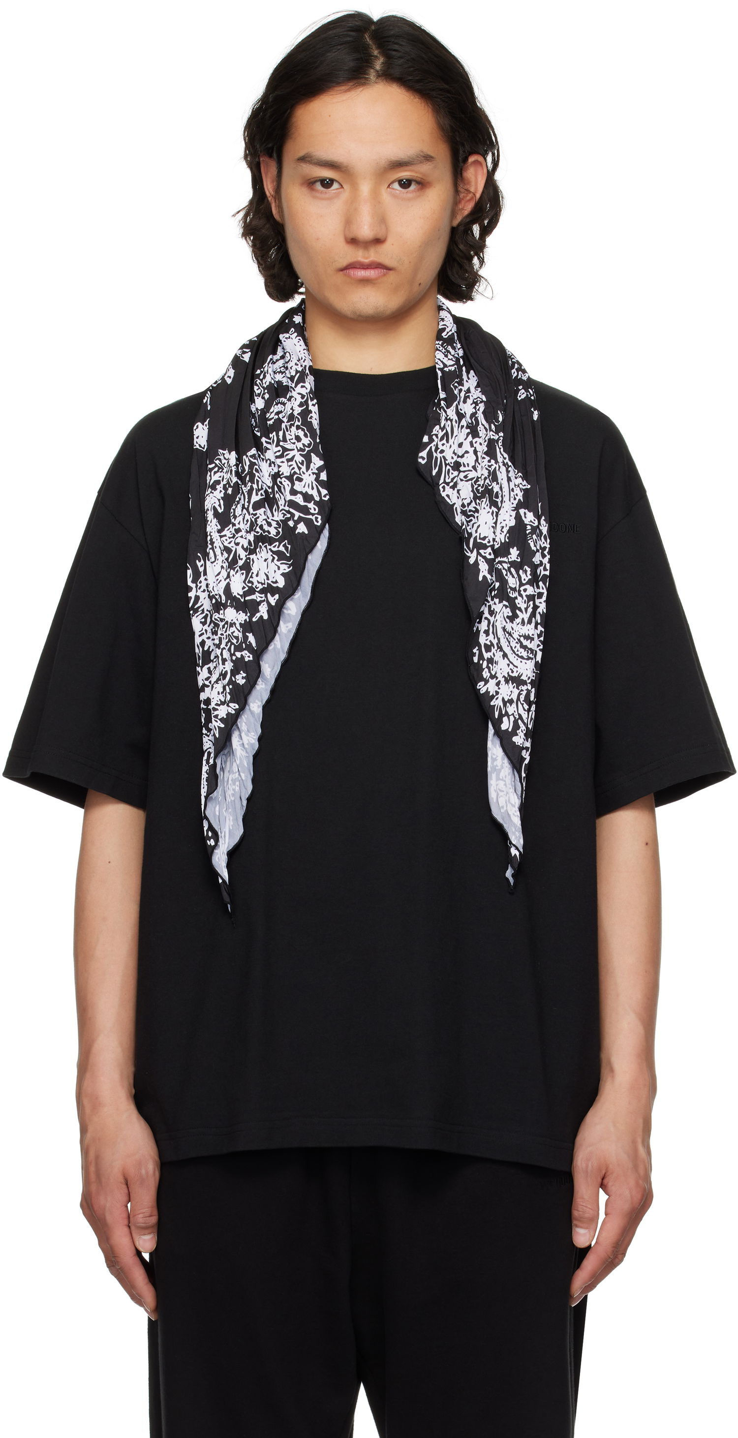 Tričko We11done We11done Wrinkled Muffler T-Shirt Čierna | WD-TT1-25-732-U-BK, 0