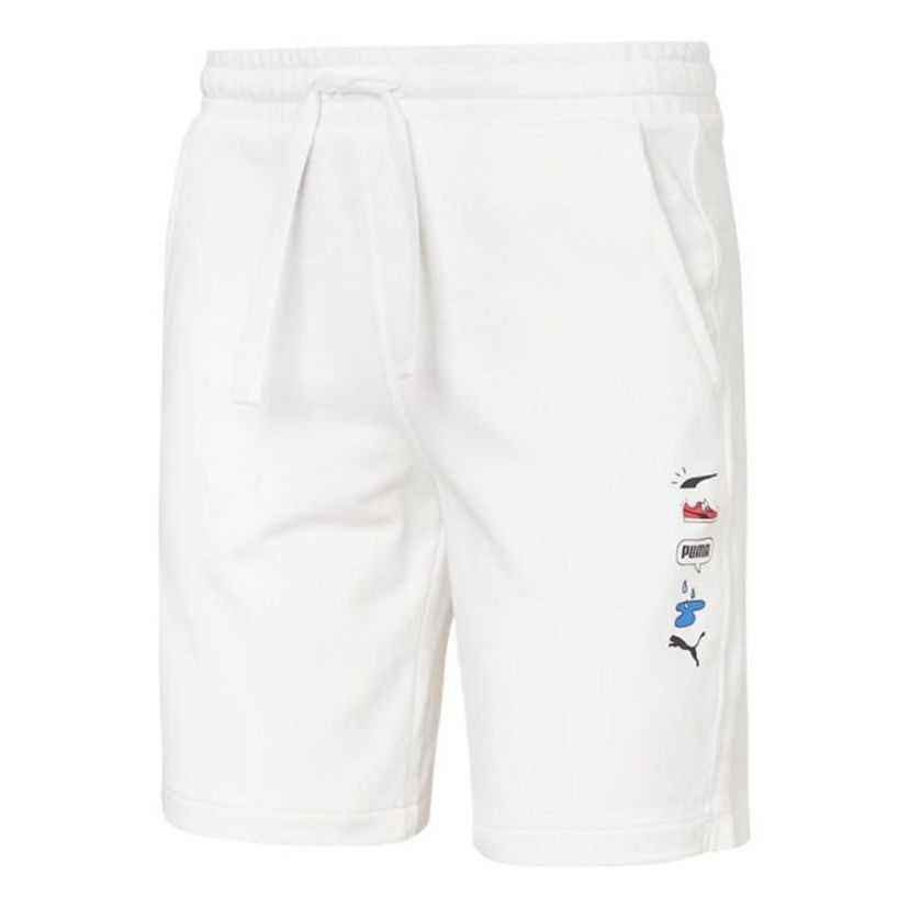 Šortky Puma Graphic Print Shorts Biela | 532036-02