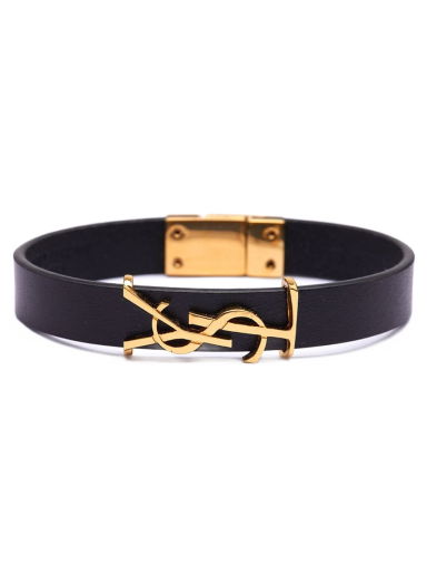 Náramok Saint Laurent Logo Single Wrap Bracelet Čierna | 7088150IH0J-1000