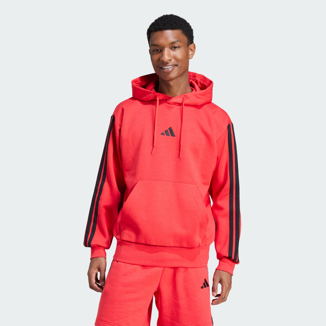 Mikina adidas Performance Essentials 3-Stripes Fleece Hoodie Červená | JE6298, 0