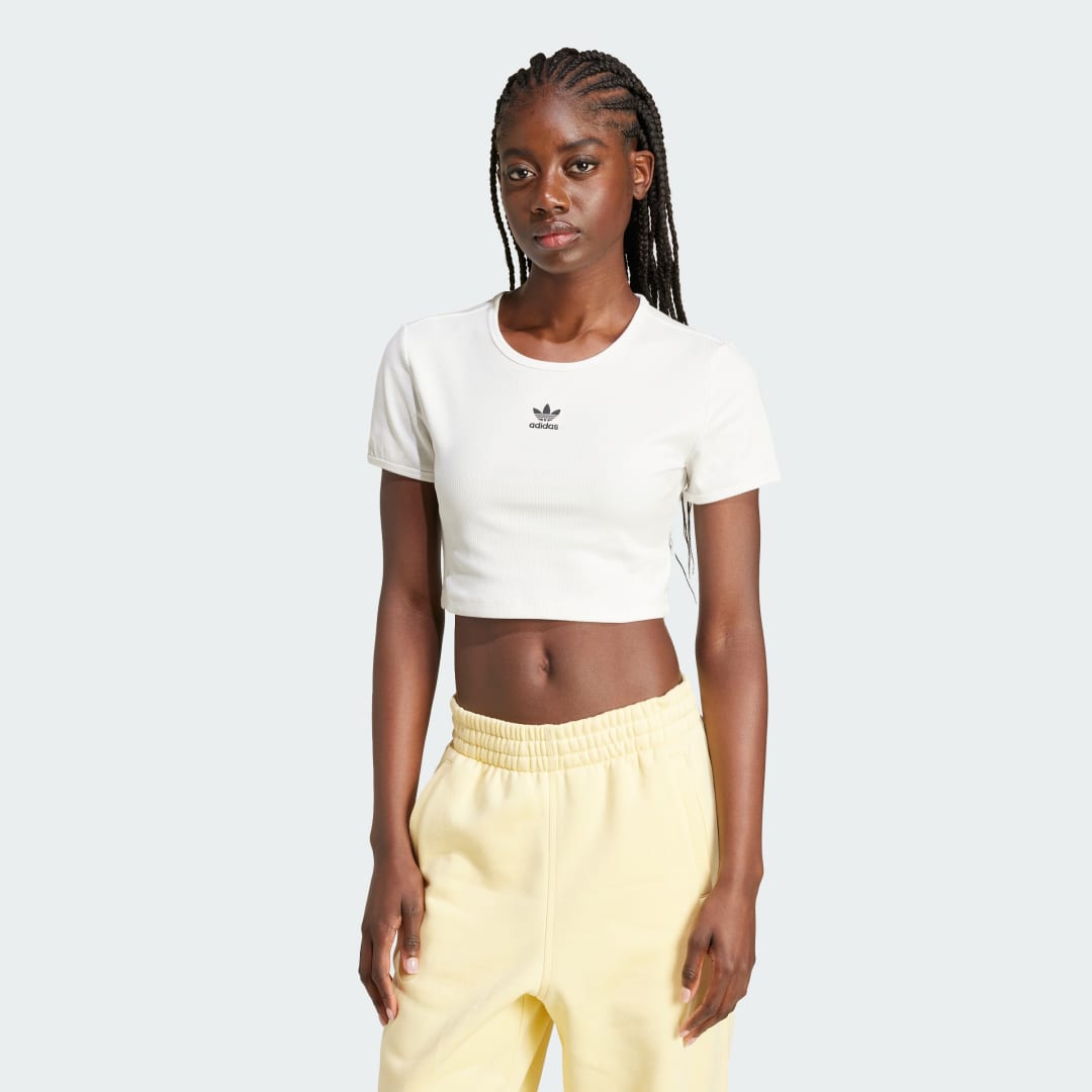 Crop Top adidas Performance Essentials Ribbed Crop T-Shirt Biela | IY9666, 0