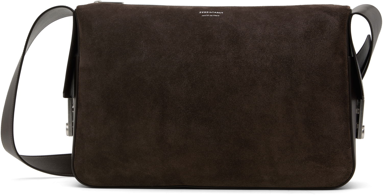 Taška cez rameno FERRAGAMO Ferragamo 'Gancini' Buckles Messenger Bag Hnedá | 784029, 0