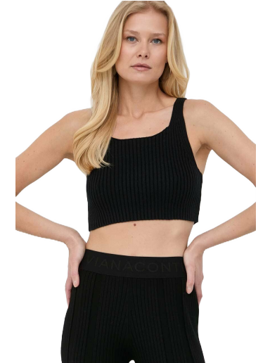 Tielko BOSS Organic-Cotton Knitted Top Čierna | 50496624