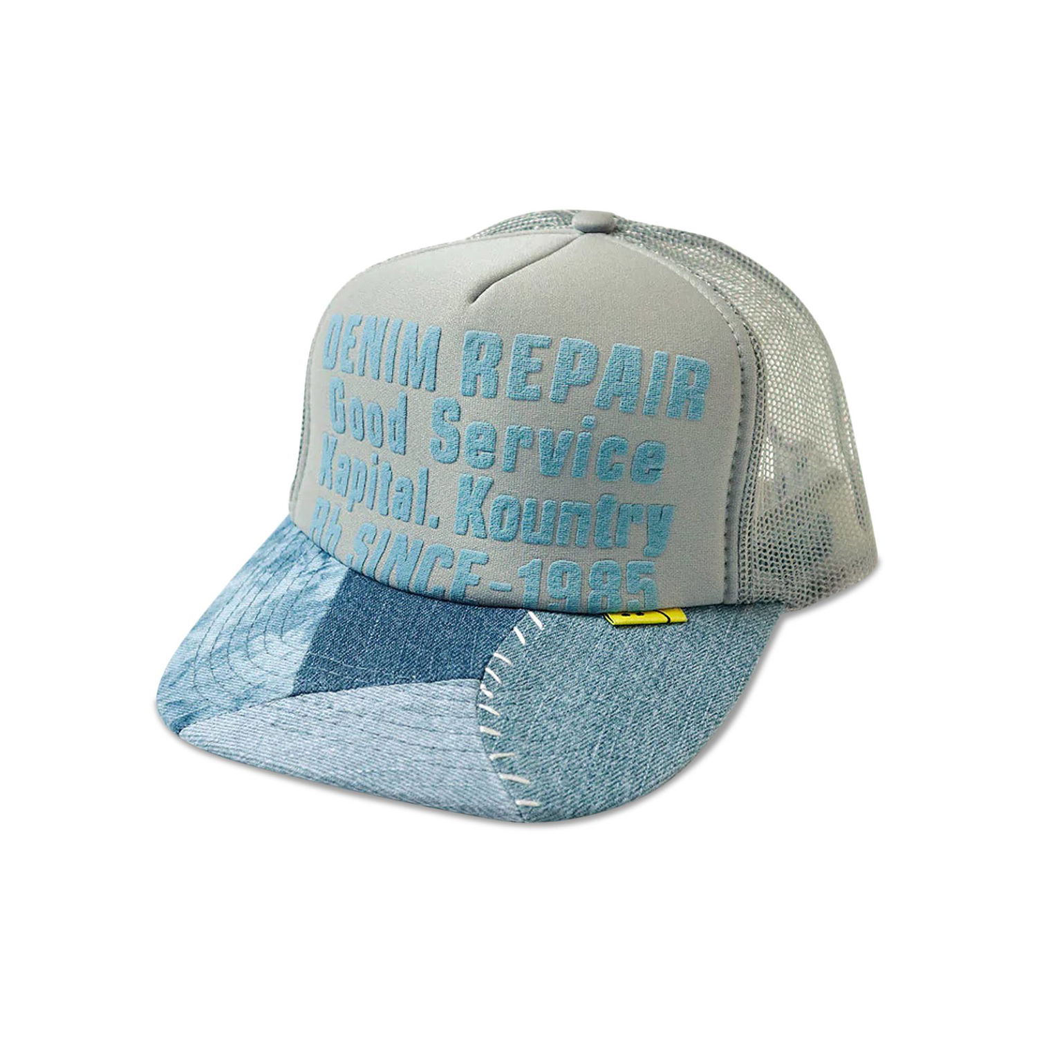 Šiltovka KAPITAL Denim Repair Service Trucker Cap Tyrkysová | KR2208XH05 GREY, 1