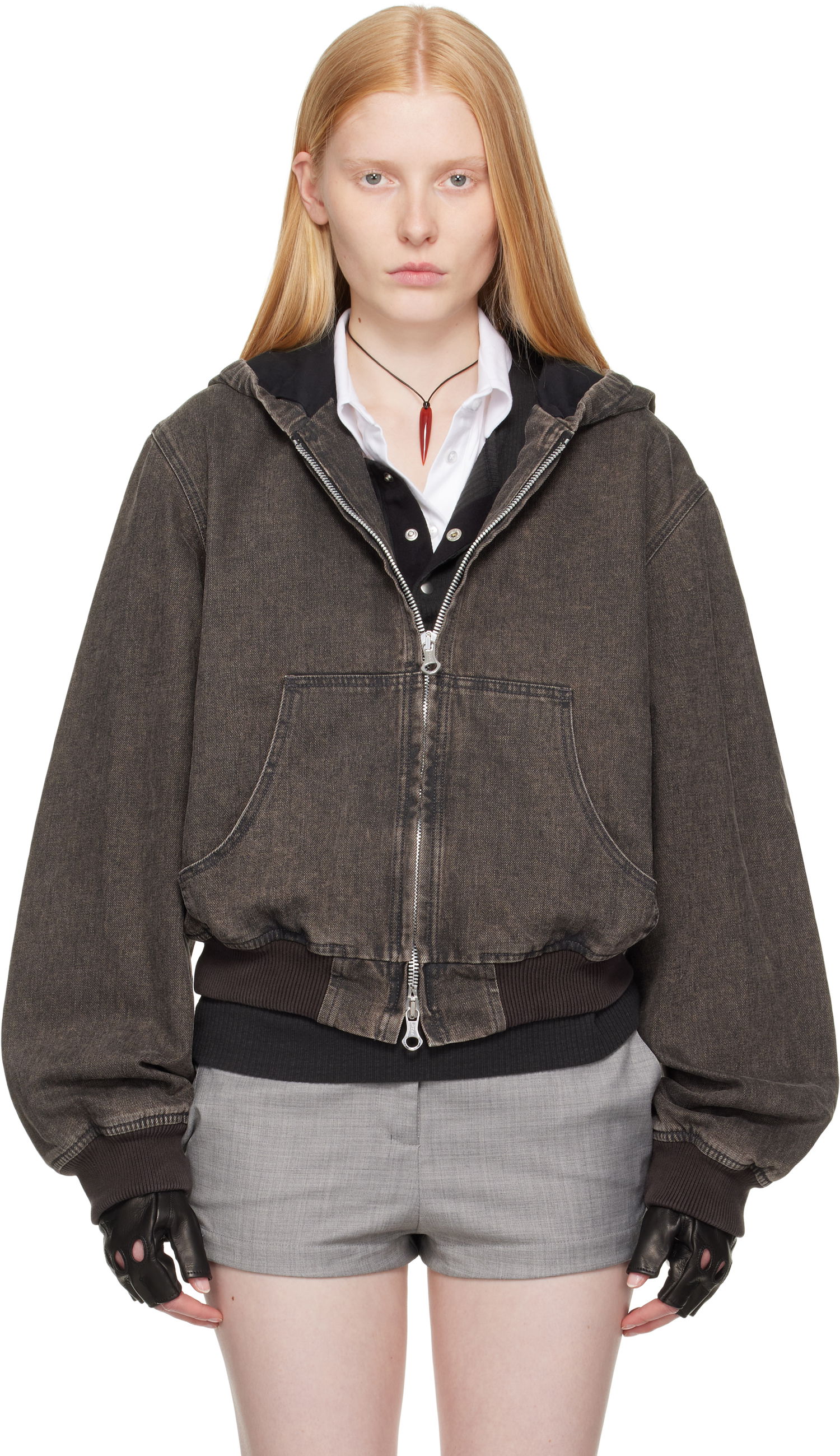 Bomber bunda OUR LEGACY Our Legacy Bank Denim Hooded Jacket Šedá | M2251BBC, 0
