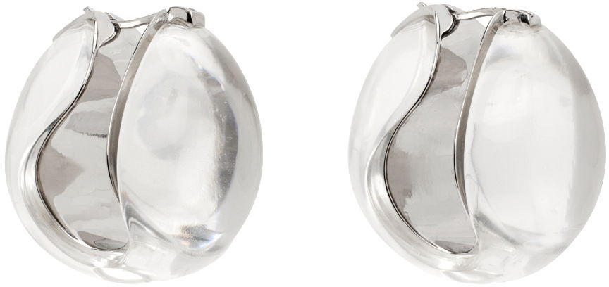 Náušnice Coperni Coperni Silver & Transparent Logo Hoop Earrings Metalická | COPBI04J1007, 1